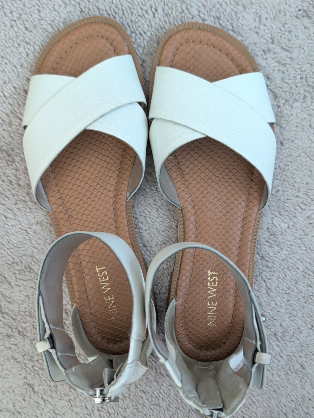 Nine West White Crisscross Ankle-Strap Sandals